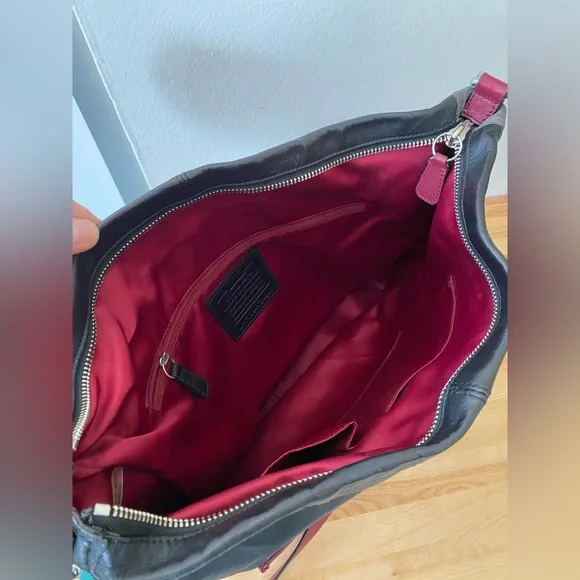 Coach Black and Burgundy Quilted Shoulder Bag - Picture 9 of 10